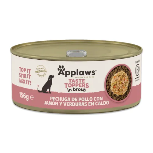 Applaws Taste Toppers Pollo con Jamón y Verduras en Caldo lata para perros