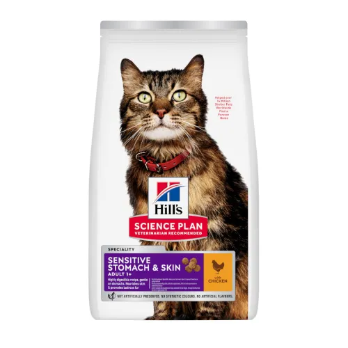 Hills Adult Science Plan Sensitive Stomach Pollo pienso para gatos