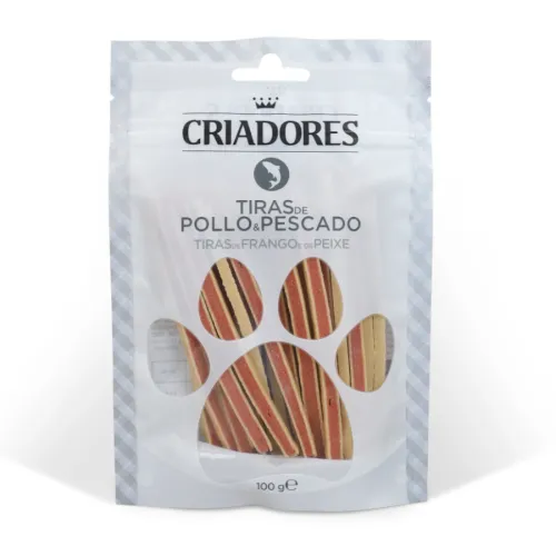 Criadores Tiras de Pollo y Pescado snack para perros