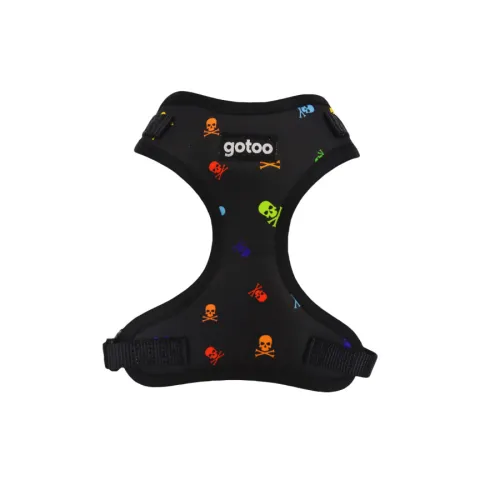 Gotoo Arnés ajustable estampado calavera negro para perros