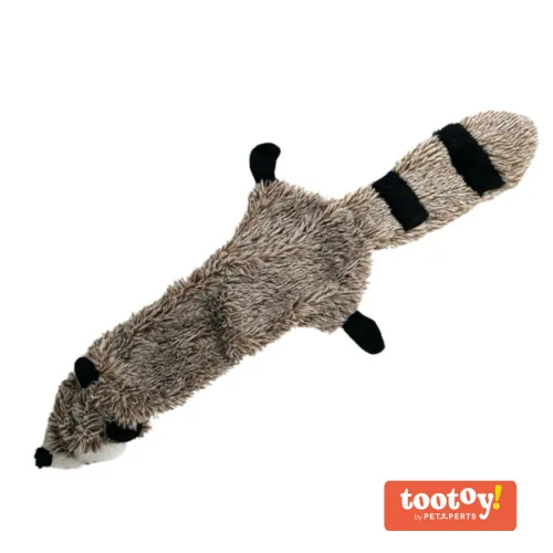 Tootoy! Comfort Skinny Racoon peluche con sonido crujiente para perros