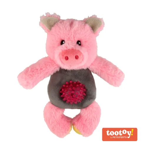 Tootoy! Puppy Multitexture Pink Pig Cuddler peluche para perros