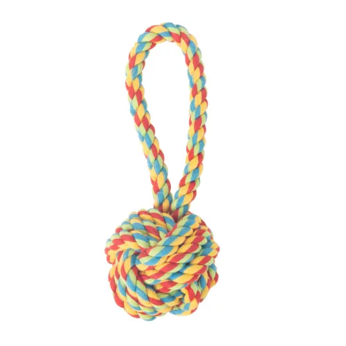 Tootoy! Pull Handle Rope Ball Multicolor pelota de cuerda con asa para perros