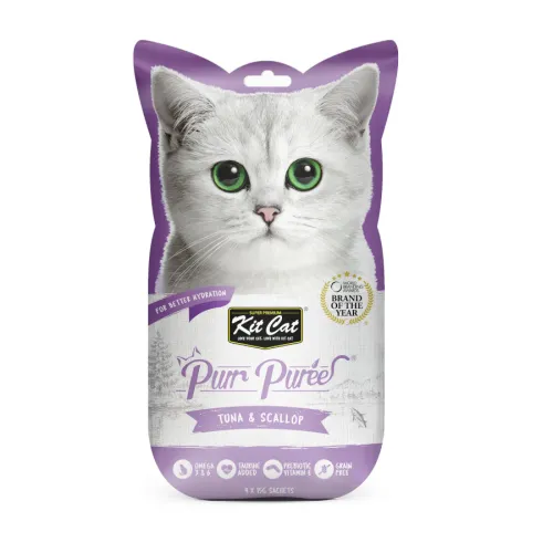 Kit Cat PurPuree Atún y Vieiras Snack para gatos