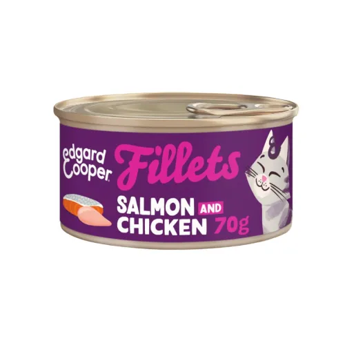 Edgard & Cooper Filetes de salmón y pollo en Caldo lata para gatos
