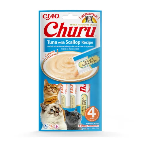 Churu Snack Cremoso de Atún con Vieira para gatos