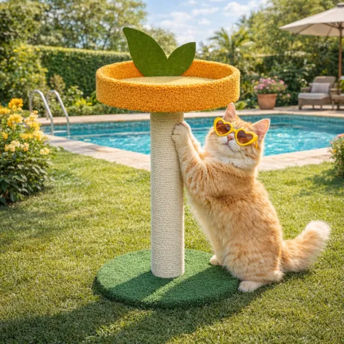 Summer Vibes Poste Rascador Fruta Naranja para gatos