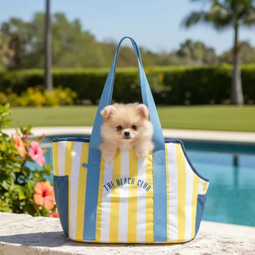 Summer Vibes Bolso Amarillo de Rayas para cachorros