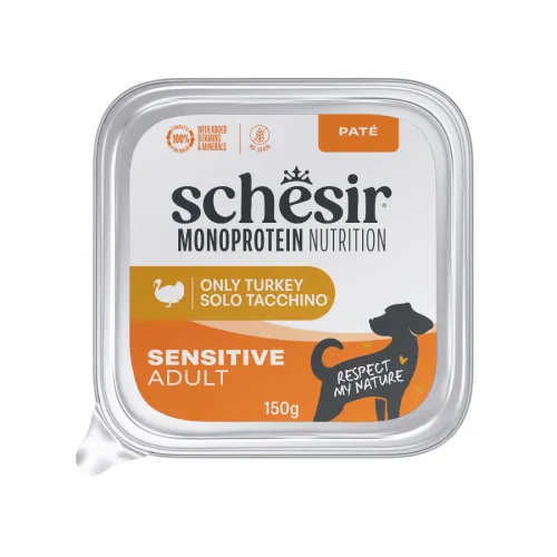 Schesir Monoprotein Tarrina Pavo paté para perros