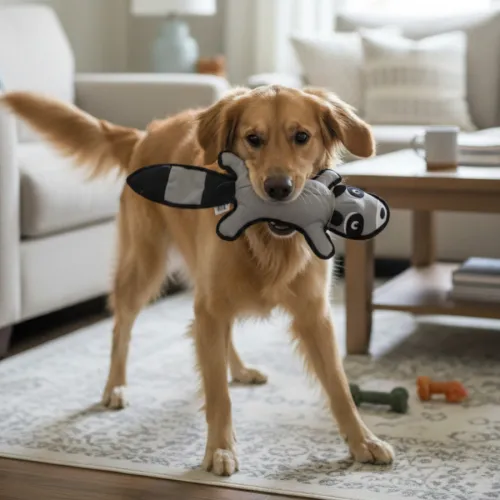 LOVE THE EARTH Peluche Resistente Mapache con Sonido para perros