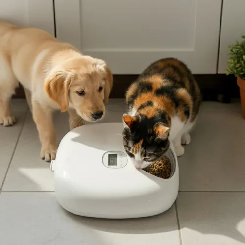All For Paws Lifestyle Comedero Automático Blanco para perros y gatos