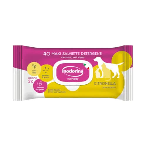Inodorina Refresh Citronella Toallitas húmedas para perros y gatos
