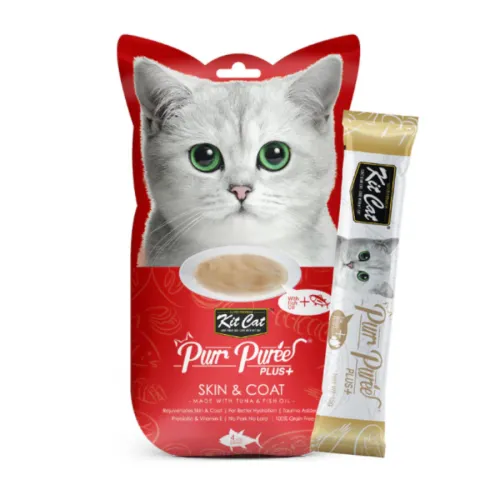 Kit Cat PurPuree Plus Skin & Coat Atún Snack para gatos