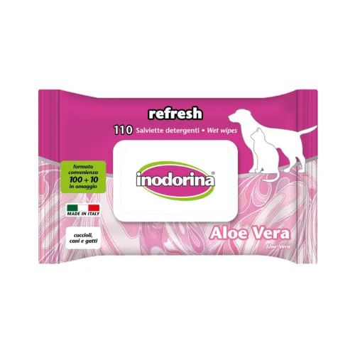 Inodorina Refresh Toallitas Húmedas Aloe Vera para perros y gatos