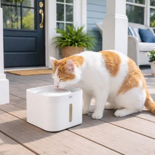 Leeby Fuente de Agua Blanco para gatos