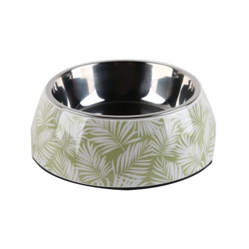 Leeby comedero acero inoxidable estampado verde para perros