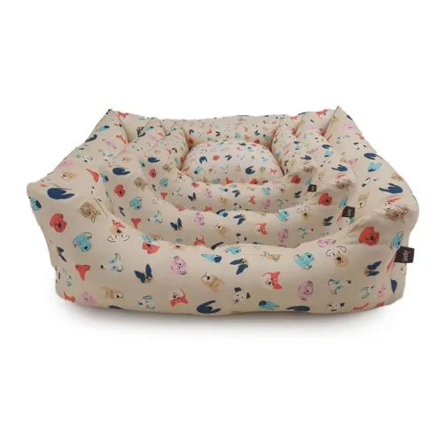 Leeby Cama Beige Estampado Cómic para perros